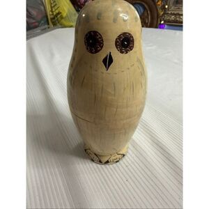 Hand Painted Wooden Owl Russian Nesting Dolls Vintage Set Of 5